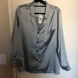 Top shop blue silk blouse with tags still in it
